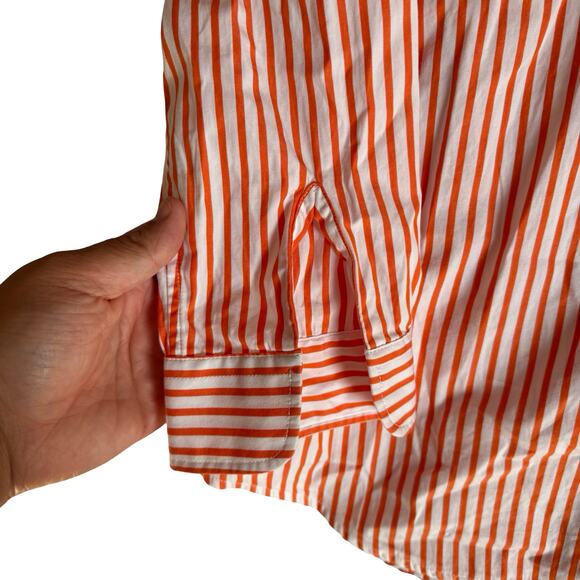 Lauren Ralph Lauren Striped Shirt P/S Orange White Anchor Crest Nautical Preppy - Picture 3 of 9